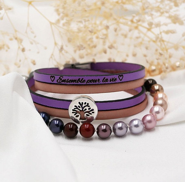 Livets tre armb&aring;nd p&aring; dobbelt skinn personliggjort med gravering