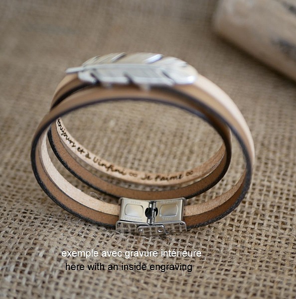 Dobbelt l&aelig;rrem i duo dekorert med en s&oslash;lvfj&aelig;r