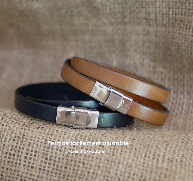 L&aelig;rarmb&aring;nd med dobbelt armb&aring;nd, marinebl&aring; ankerdekorasjon, tilpassbar 