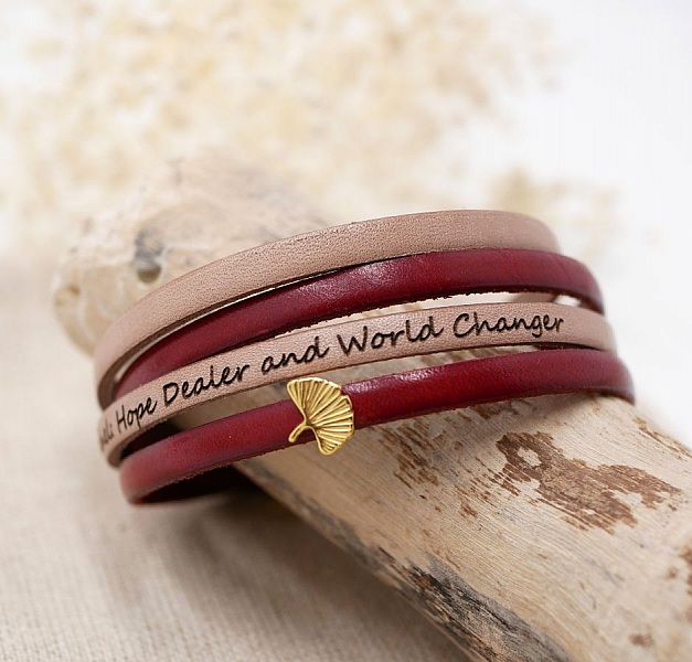 Zen-l&aelig;rarmb&aring;nd i to farger, kan tilpasses med gyllen ginkgo 