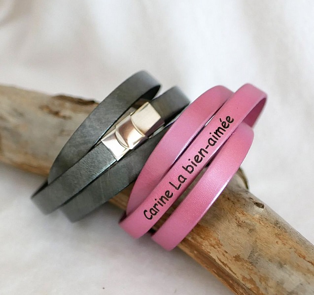 L&aelig;rarmb&aring;nd kvinne trippel sving for &aring; tilpasse farge og gravering 