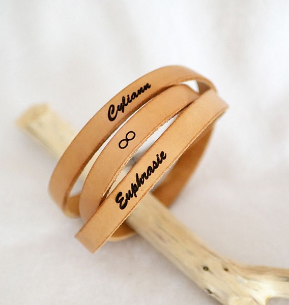 L&aelig;rarmb&aring;nd kvinne trippel sving for &aring; tilpasse farge og gravering 