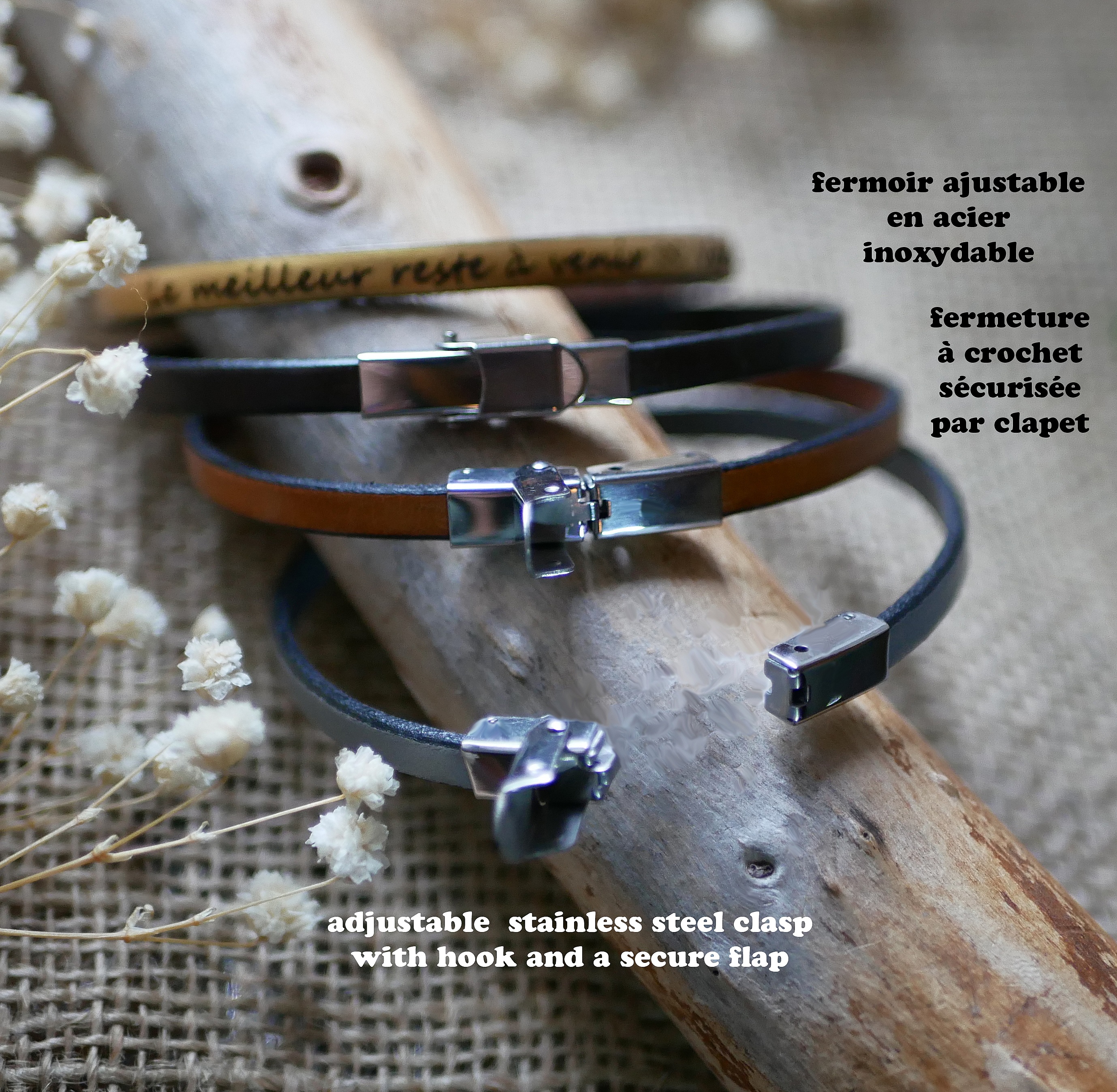 L&aelig;rarmb&aring;nd som kan tilpasses ved &aring; gravere kvinne eller mann