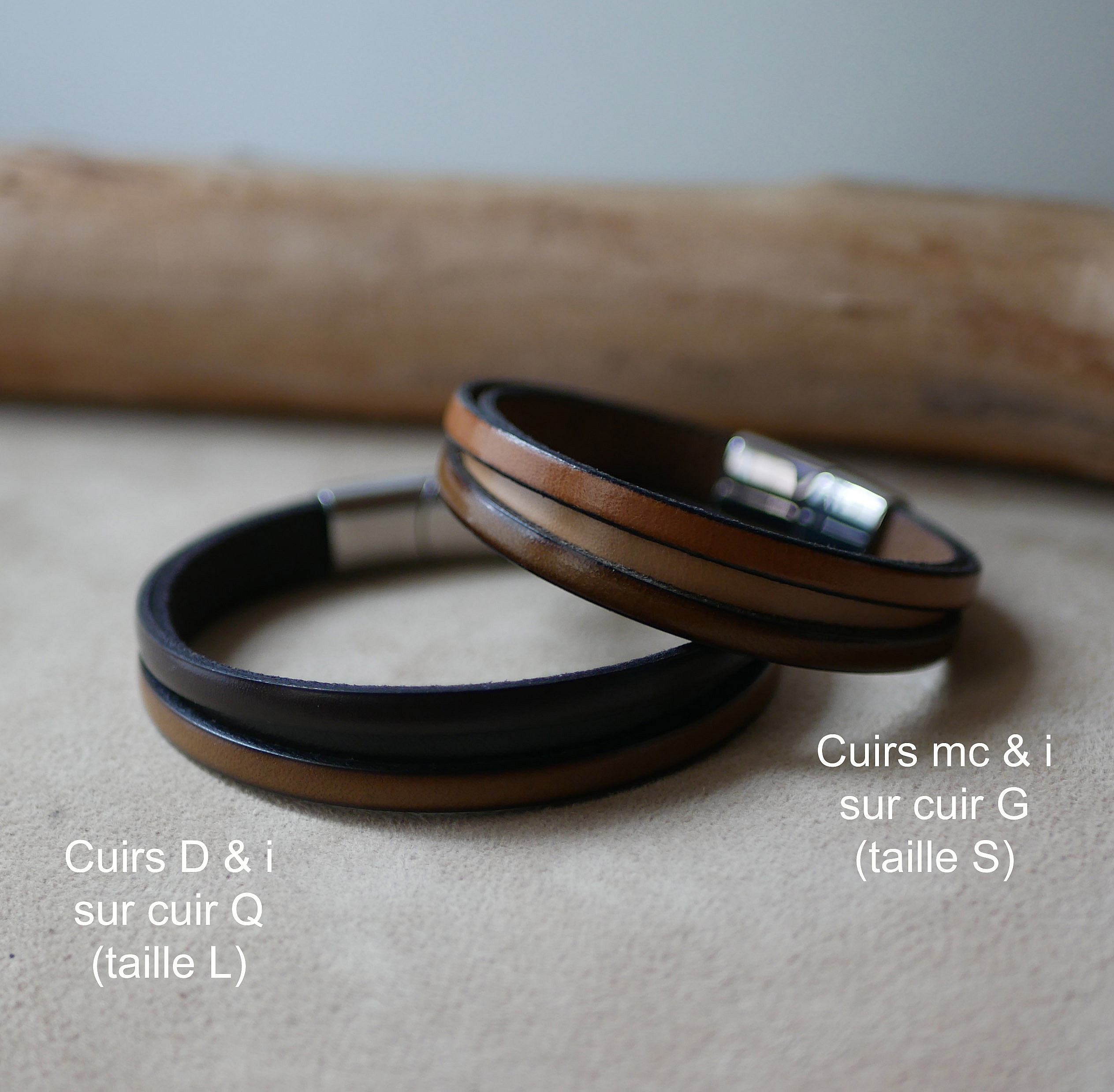 Tofarget skinnarmb&aring;nd for menn med skjult inngravert melding