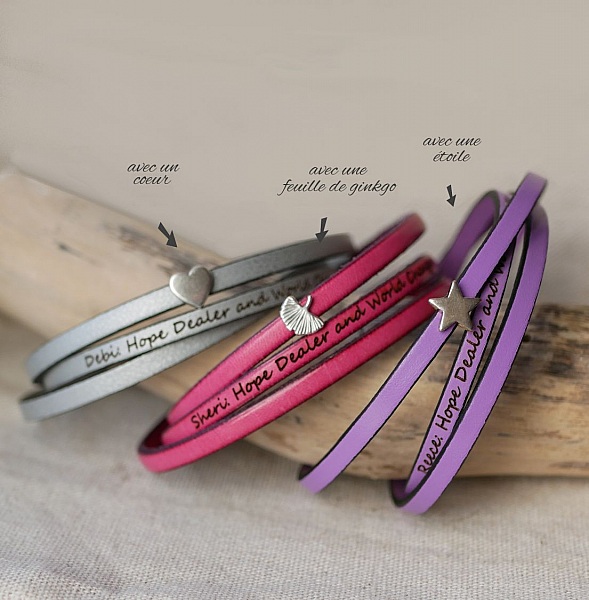 Tilpassbar l&aelig;rrem med flere omdreininger med stjerne-, uendelighets- eller hjertemotiv 