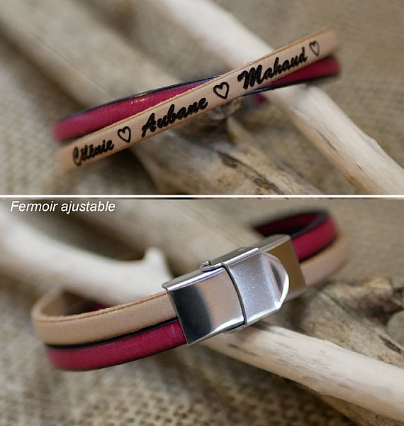 Personlig duo-armb&aring;nd i krysset skinn til jenter eller kvinner 