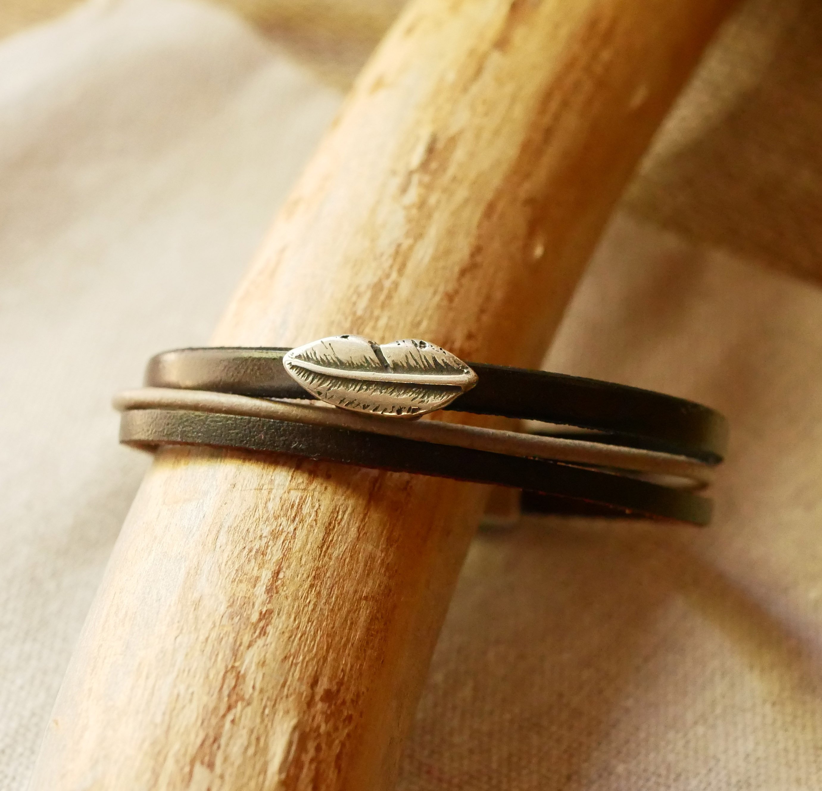 Armbåndsmansjett trio av vintage brunt skinn for menn
