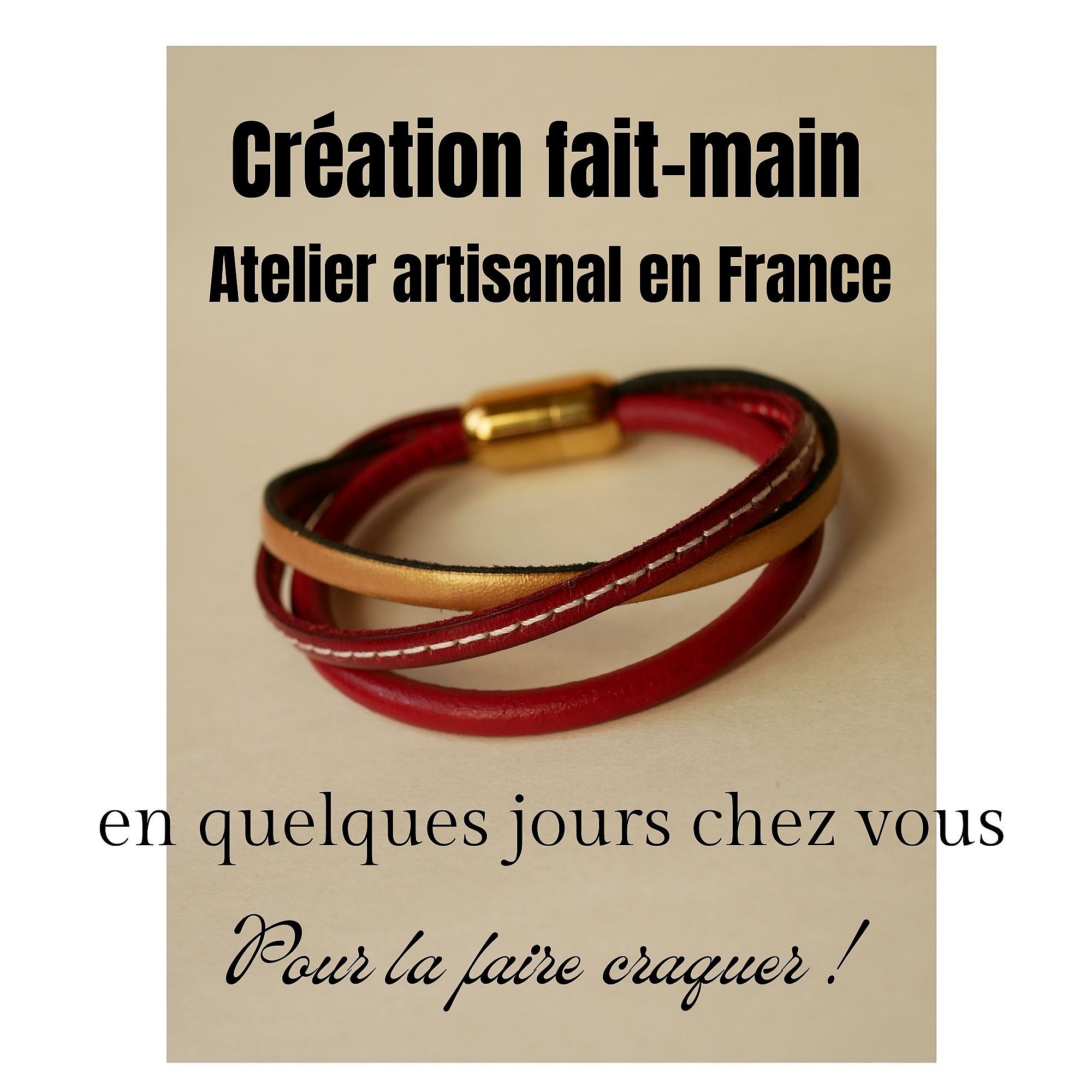 Mansjettarmb&aring;nd i r&oslash;dt og gull i flere skinntyper for kvinner