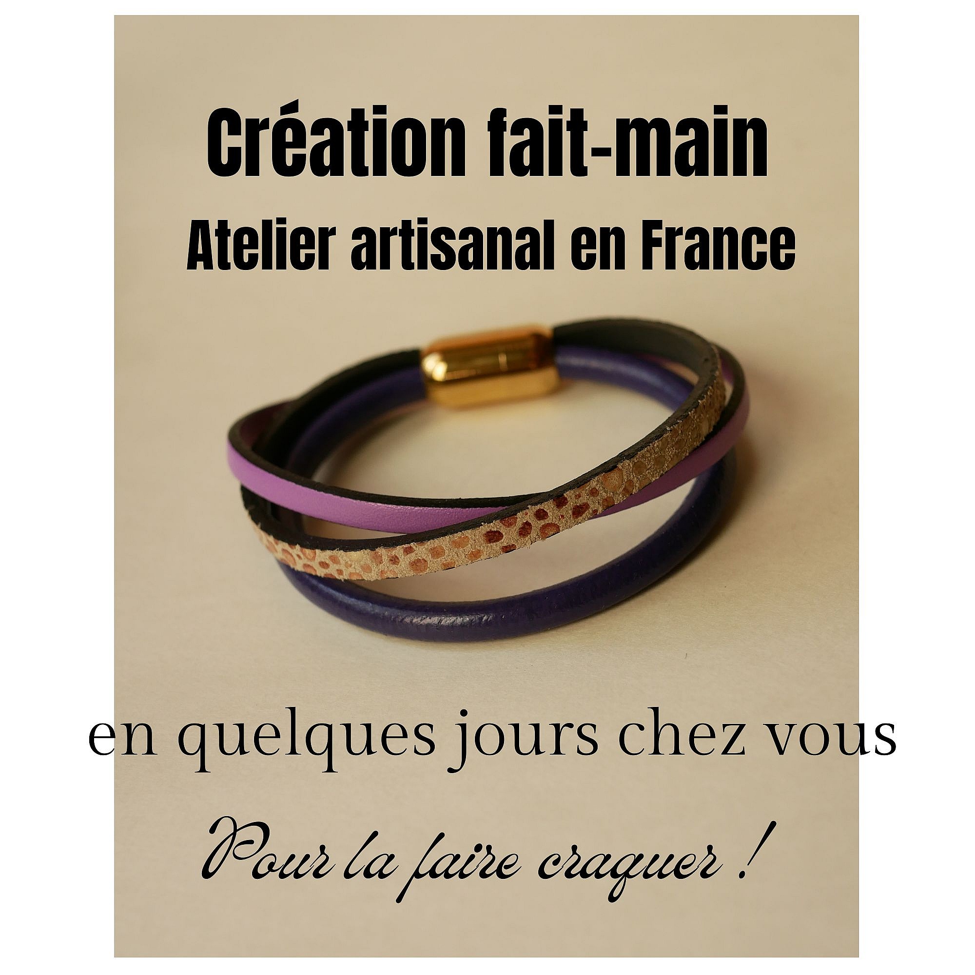 Mansjettarmb&aring;nd i lilla og gull i flere skinntyper for kvinner