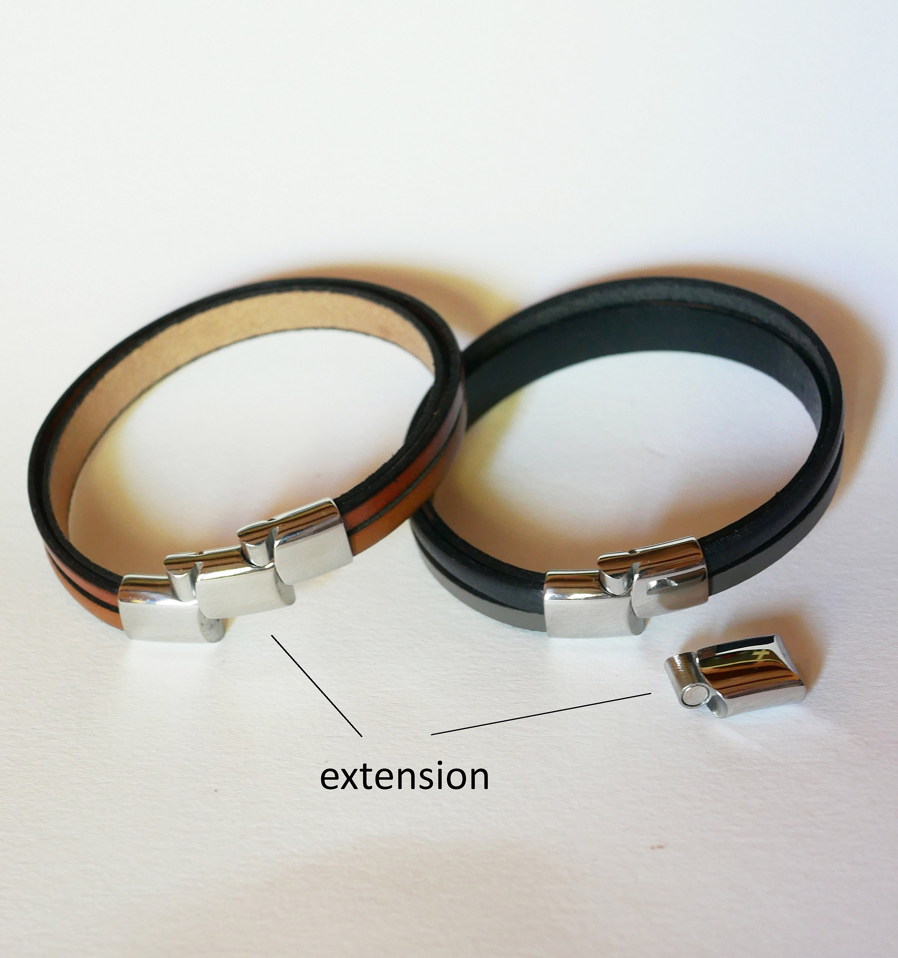 Bracelet manchette ajustable multi cuirs Beiges pour homme 