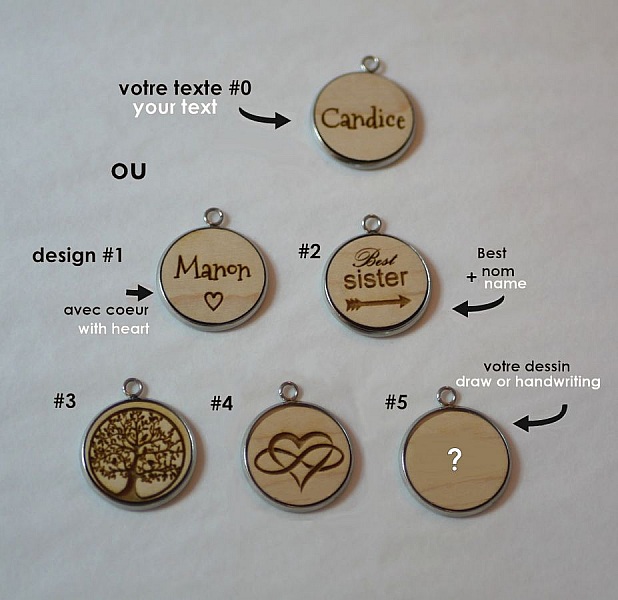 Gravert cabochon-klokke i tre med dobbel l&aelig;rrem 