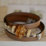 Armbånd for kvinner Lær og Lampwork perler trippel svinger for å personalisere 